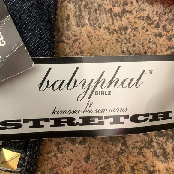 Baby Phat Girlz 10 Rolled Leg Gold Embroider And Hardware 5 Pockets Rami Cotton - Picture 11 of 12